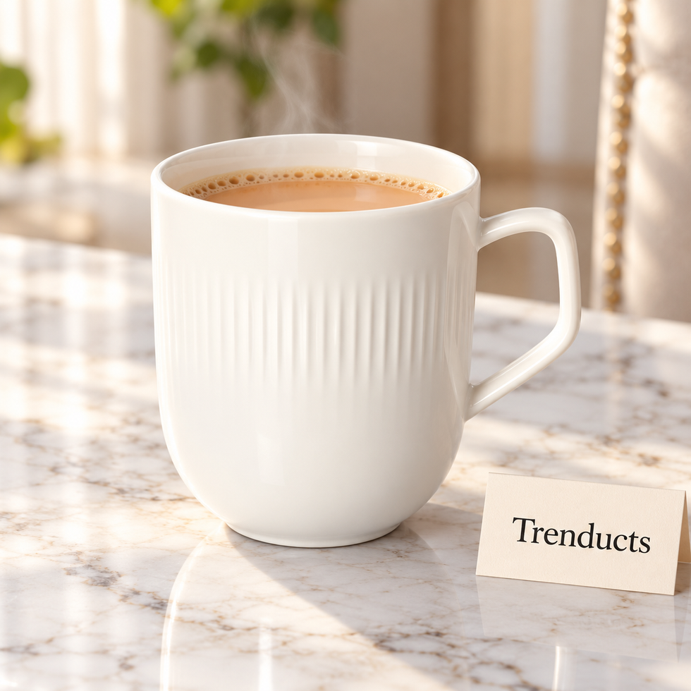 Danny Home Porcelain Mug - 300 ml Ribbed Square Handle