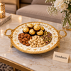 Brilliant Round Flat Tray - Royal Bloom Gold Rim with Legs