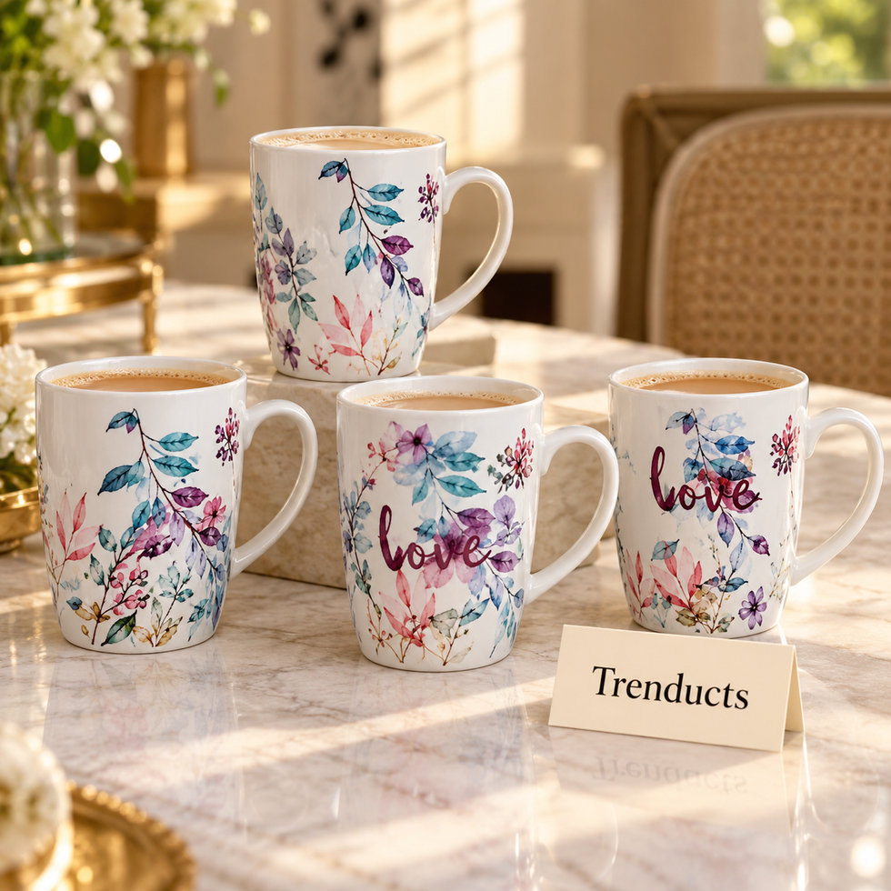 Pink Leaf Print Mug 360 ml - Love Floral (Random Design)