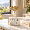 Gold Desk Calendar Stand - Ginkgo Leaf Topper