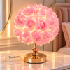 Luxury Rose Bouquet Table Lamp - Pink Roses, Gold Base