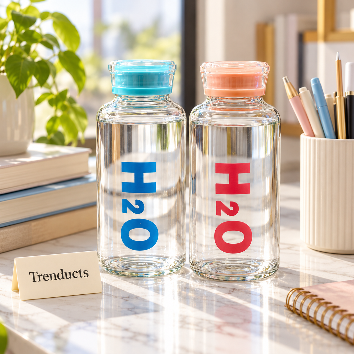 H2O Glass Bottle 500ml - Compact Clear Water Bottle