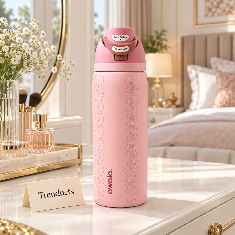 Owala Water Bottle 32 oz - Blush Pink Lace Embossed
