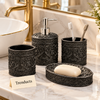 Luxury Bathroom Set - 4-Piece Fiber Ornate Floral Design