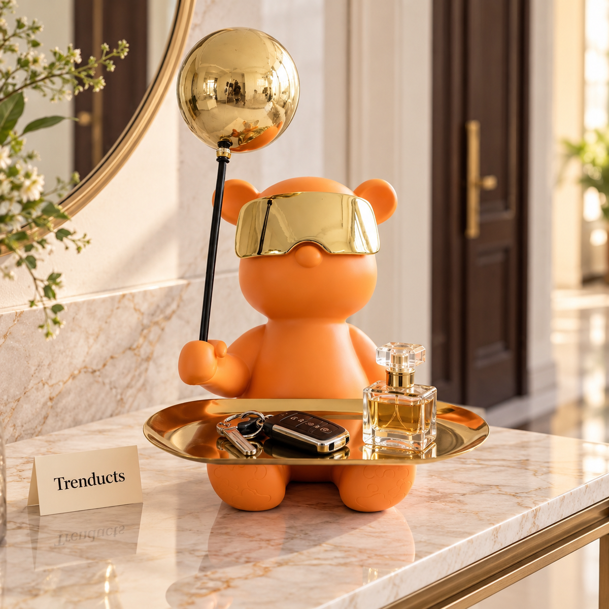 Orange Golden Balloon Bear Tray - Key & Candy Holder