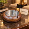 Round Walnut Wood Ashtray with Metal Bowl Insert