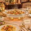 Brilliant Oval Casserole with Candle Warmer - 15 Inch