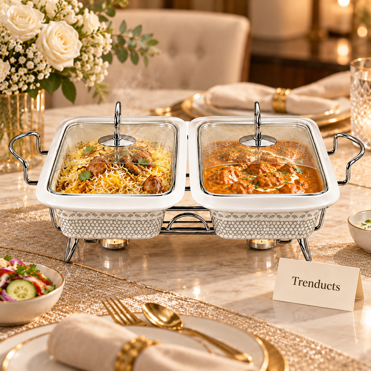 Brilliant 13 Inch Twin Rectangular Dish with Stand