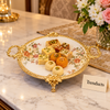 Brilliant Round Flat Tray - Royal Bloom Floral with Handles