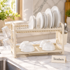 Two Tier Dish Rack - Cream with Plate and Cup Storage