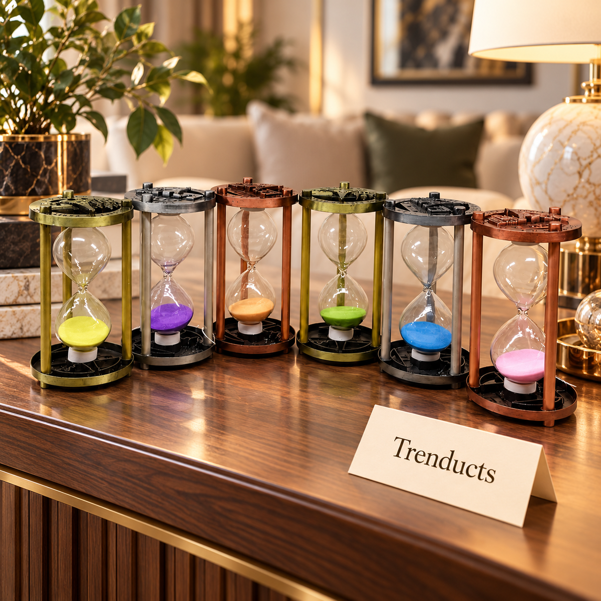 5 Minute Metal Hourglass Sand Timer with Embossed Antique Frame - Random Colour