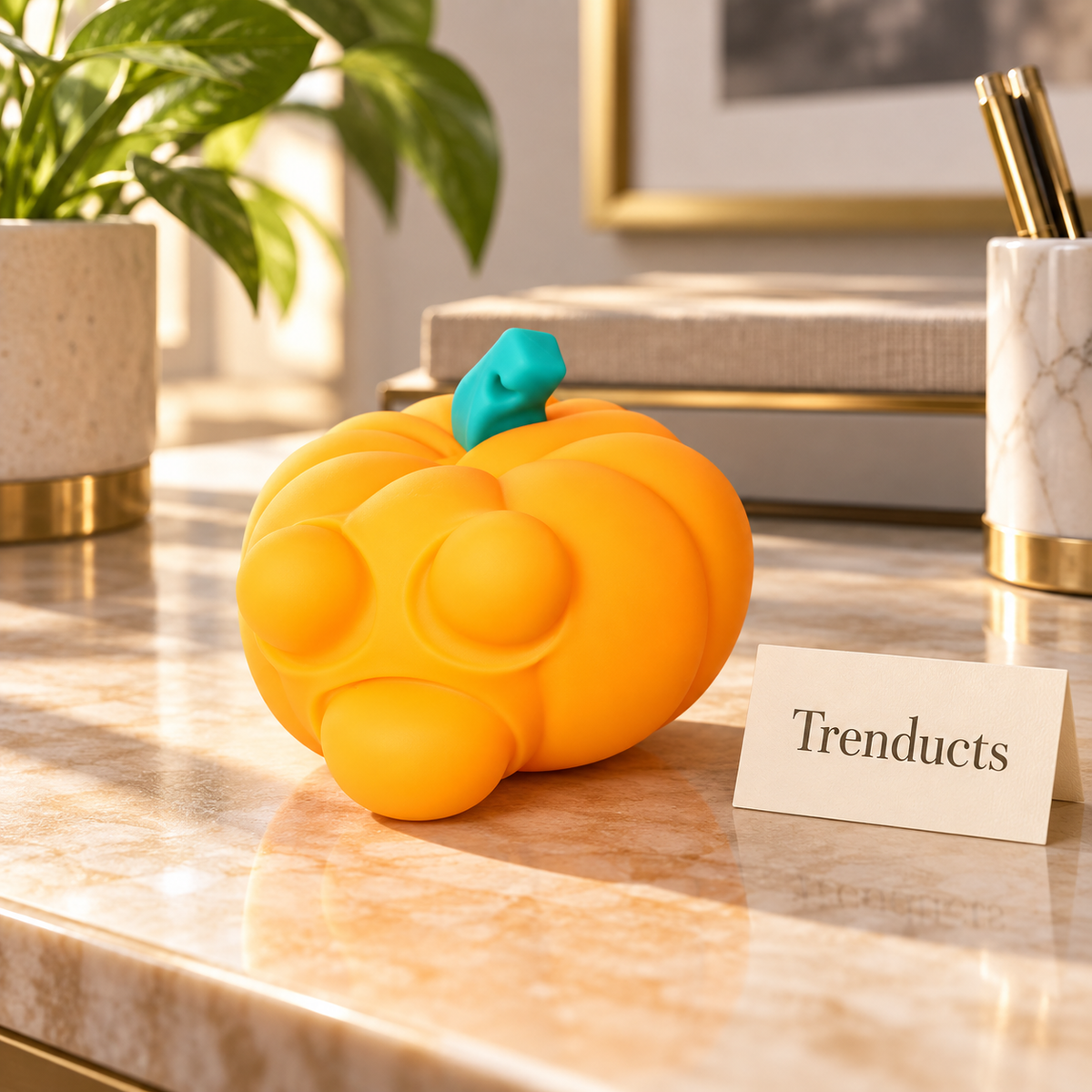 Orange Bubble-Pop Pumpkin Squeeze Fidget Toy