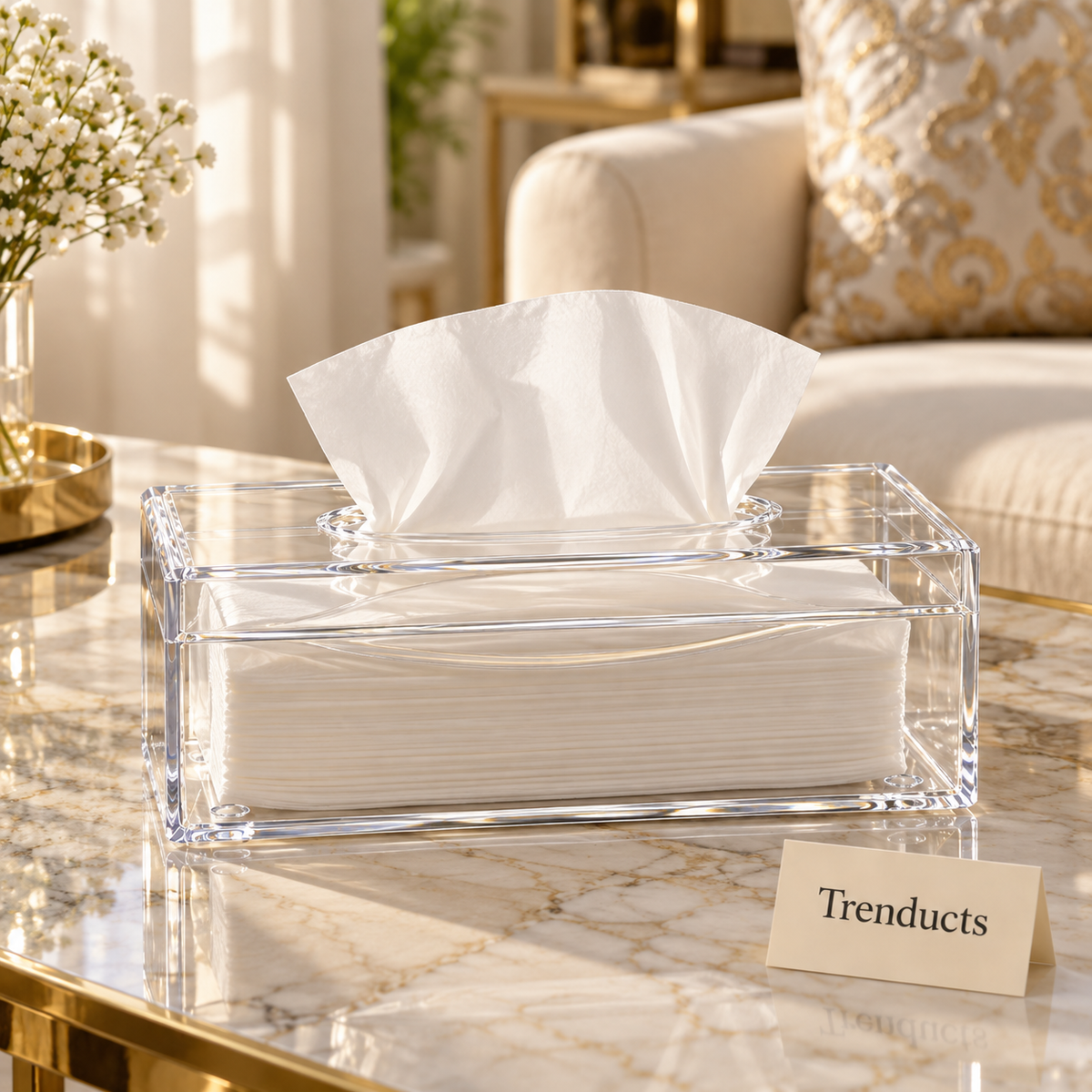 Clear Acrylic Tissue Box - Rectangular Cover