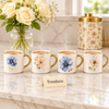 Gold Handle Floral Mug - Watercolour Flower (Random)