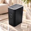 Rectangular Plastic Push Bin 15L with Push Button Lid - Black