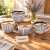 Wide Ceramic Mug 400 ml - Blue Dot and Stripe Print (Random)