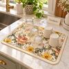 Floral Dish Drying Mat - Absorbent Kitchen Mat