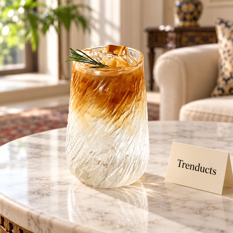 Glass Drinking Cup 400ml - Clear Swirl Iced Coffee Glass