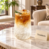 Glass Drinking Cup 400ml - Clear Swirl Iced Coffee Glass