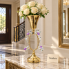 Luxury Gold Pedestal Vase - Crystal Flower Table Accent