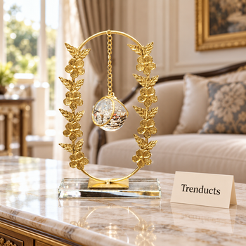 Gold open ring table accent on a living room console | Trenducts