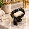 Brilliant Leaf Soap Dish - Cream Porcelain with Gold Edge