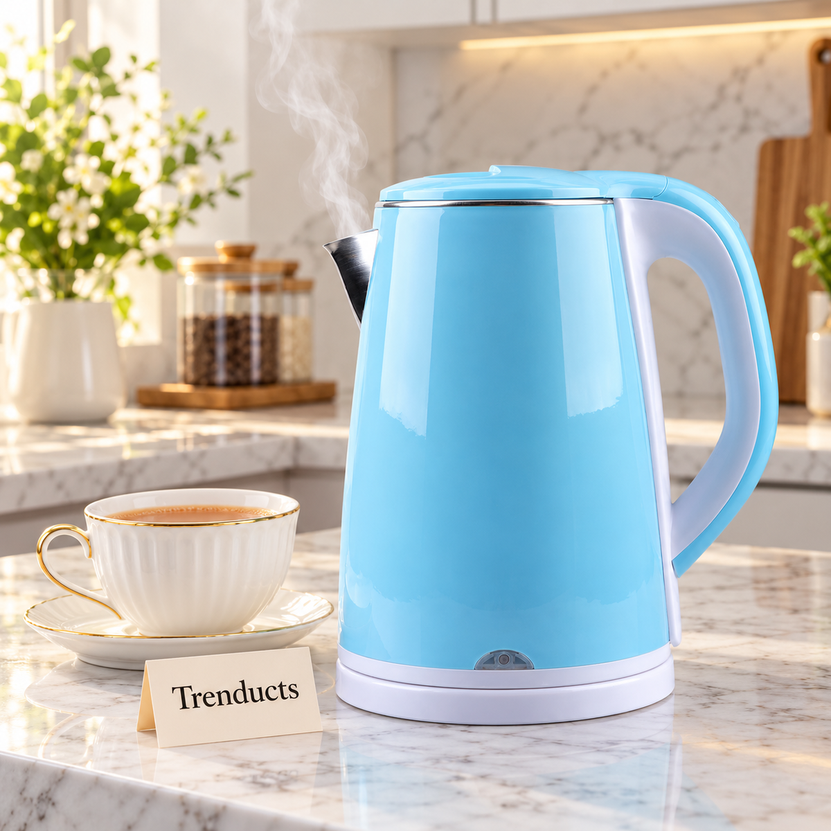 Electric Steam Kettle - Jug Kettle with Power Base