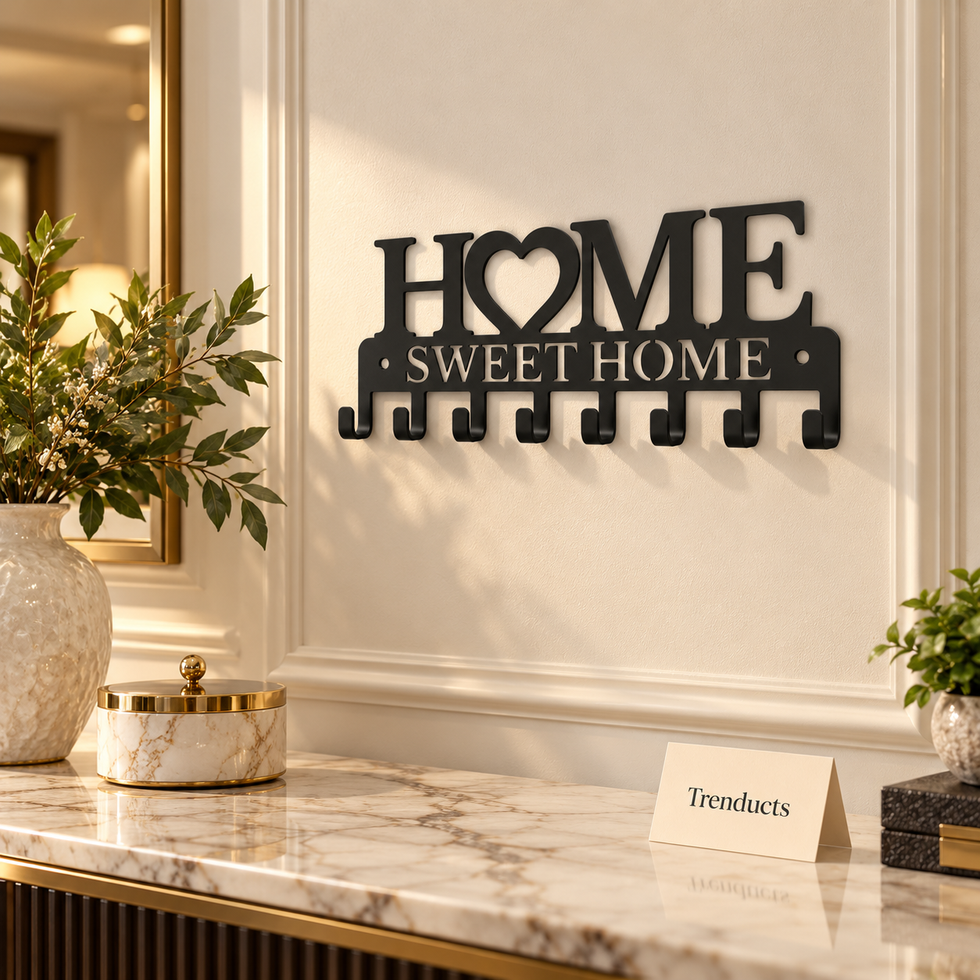 Home Sweet Home Key Holder - Wall Mounted Key Hanger with Hooks