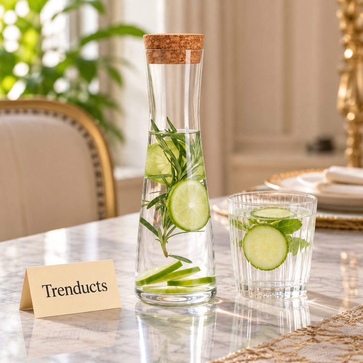Danny Home Glass Bottle with Cork Lid - 7x27cm Carafe