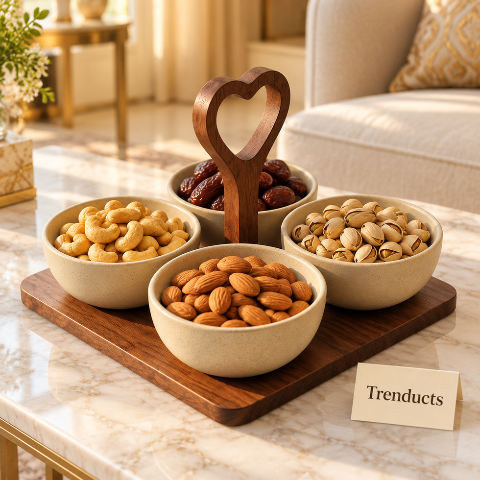 Serving Bowl Set with Tray - 4 Bowls & Heart Handle