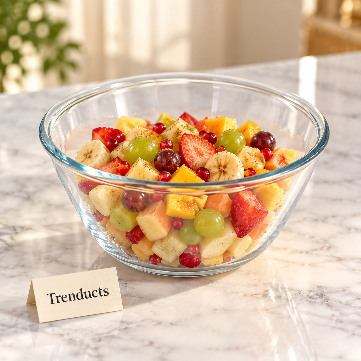Danny Home Salad Bowl - Round Clear Glass Serving Bowl