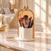 Acrylic Storage Box - Rotating Brush Holder with Gold Lid