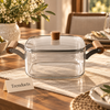 Square Glass Cooking Pot 3.5L with Wooden Handles