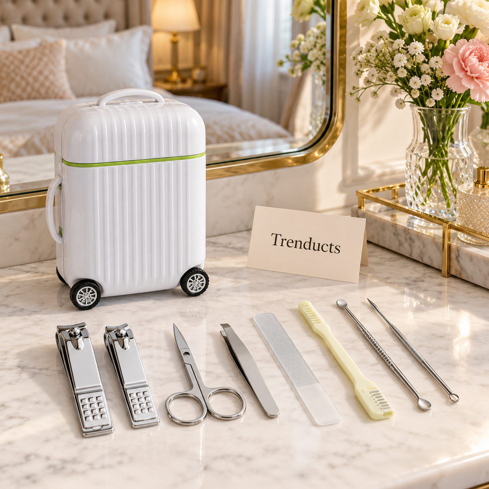 Manicure Set - 8 Piece Kit in Mini Travel Suitcase Case