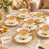Brilliant Tea Cup and Saucer Set of 6 - Gold Trim