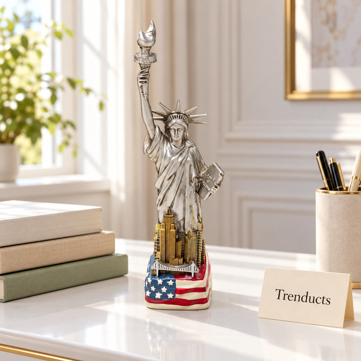 Statue of Liberty Showpiece - USA Flag Base, 30 cm