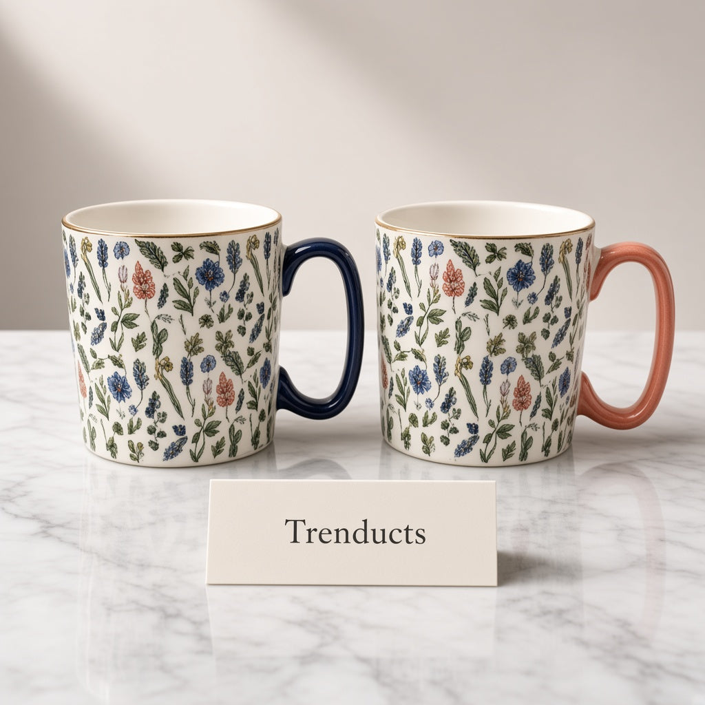 Danny Home Porcelain Mug Gift Set 2 Pcs - Floral 310ml