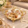 Brilliant Round Flat Tray - Royal Bloom Floral Gold Frame