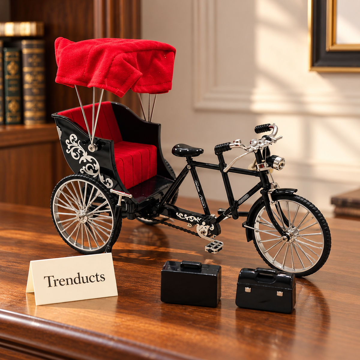 Baggi Cycle Miniature - Black Tandem with Red Canopy