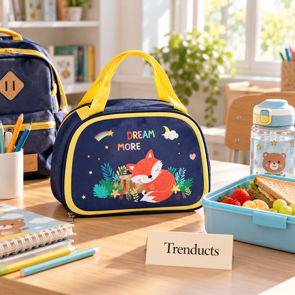 Kids Insulated Lunch Bag with Random Cute Character Print - 23 x 17 cm