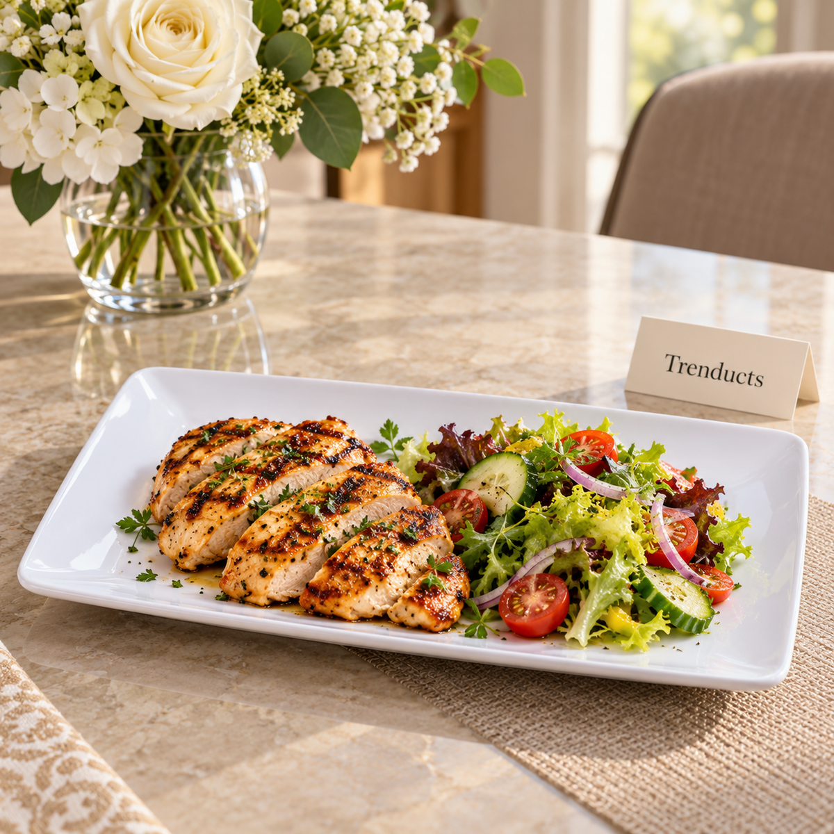 Brilliant White Rectangular Plate - 11.75 Inch Flat Plate