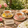 Ceramic Floral Cup and Saucer Set with 3D Butterfly