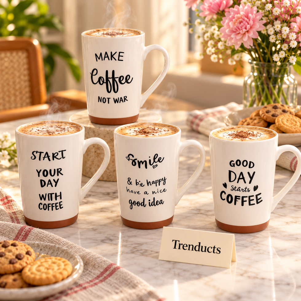 Tall Coffee Quote Mug 450 ml - Black Lettering (Random)