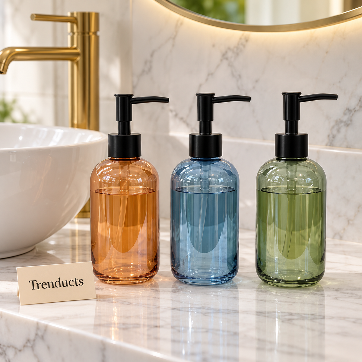 Danny Home Liquid Soap Bottle - Amber, Blue & Green Glass