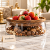 Clear Fruit Bowl with Wooden Top Tray - Glass