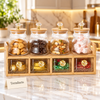 Glass Jars with Wooden Rack - 4 Jar & Drawer Set