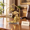 Gold House Frame Mini Planter - Glass Orb & Flower