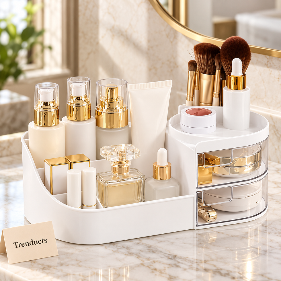 Counter Top Organizer - White with 2 Clear Drawers