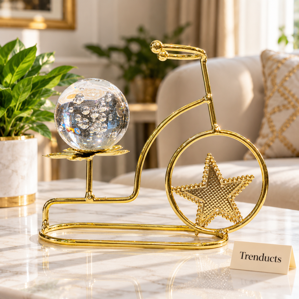 Globe Showpiece - Gold Bicycle with Crystal Bubble Egg