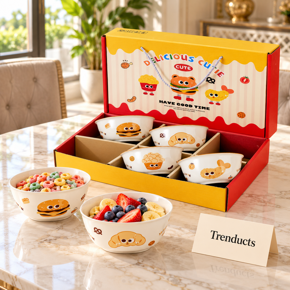 Cute Food Print Bowl Gift Set of 6 - Kids Bowls